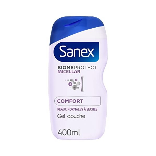 SANEX - Gel Douche BiomeProtect Micellar Comfort - Respectueux du Microbiome Cutané - Peaux Normales à Sèches - 400 ml