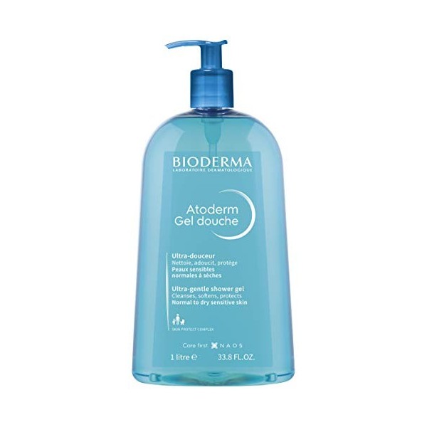 BIODERMA Atoderm Gel Douche Nettoyant Doux sans Savon Peaux Sensibles Normales à Sèches 1 L