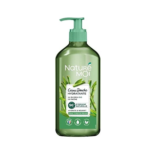 NATURE MOI - Crème Douche - Au Bambou Bio du Rhône - Gel douche hydratant et nourrissant - Peaux Normales - 96% dOrigine Nat