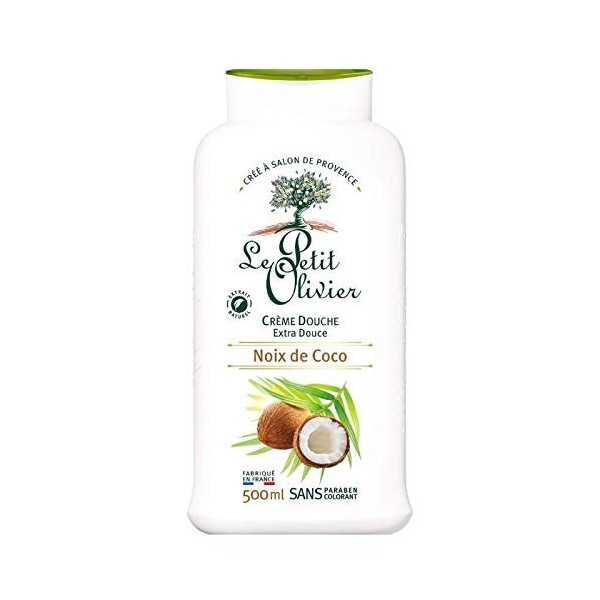 Le Petit Olivier Crème de Douche Extra Douce à l’Extrait Naturel de Noix de Coco 500ml lot de 4 