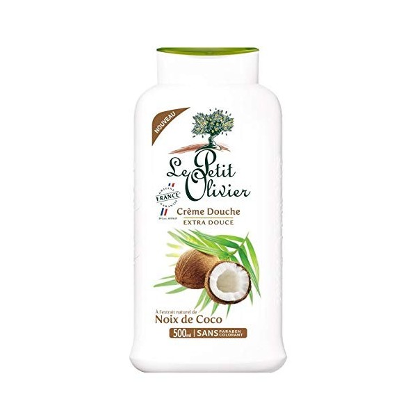 Le Petit Olivier Crème de Douche Extra Douce à l’Extrait Naturel de Noix de Coco 500ml lot de 4 