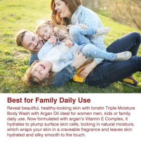 lonstin Gel Douche Hydratant Triple Marocain, Gel Douche Soin Formule Huile Dargan pour les Peaux Normale et Sèches, Nourrit