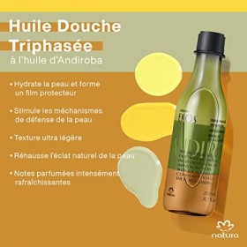 NATURA - Huile de Douche Triphasée Ekos Andiroba - Hydrate et Protège la Peau - Procure Bien-Être et Détente - Offre une Peau