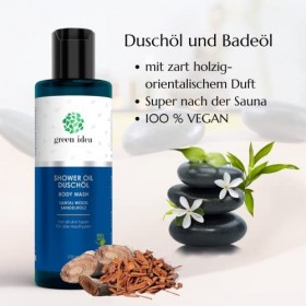 green idea - Huile de douche à lhuile de pépins de raisin - Bois de santal | Formule douce - pour peaux sèches | sans conser
