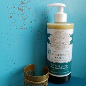 Huile de douche au beurre de karité biologique, 1 flacon de 500ml 15€