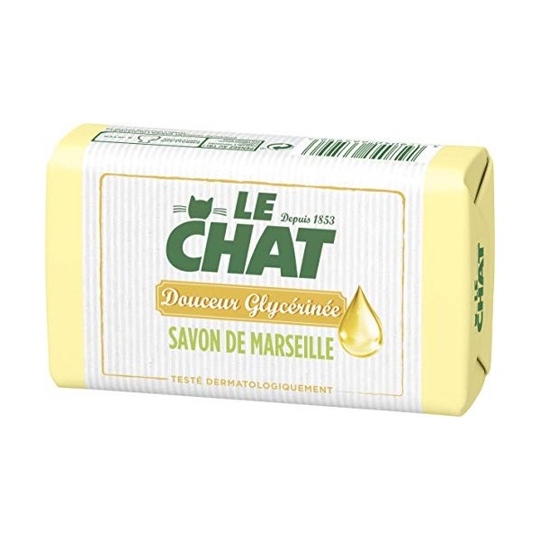 Le Chat - Véritable Savon de Marseille Solide - Douceur Glycérinée - Testé dermatologiquement - Sans Paraben -Pack de 6 savon