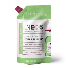 INEOS – Recharges Savons Mains – Aloe Vera – Citronnelle – Liquide – Hydratant - Antibactérien – 500ML