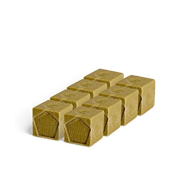 Cube de Savon de Marseille Olive - Sans emballage - Lot 8x300g