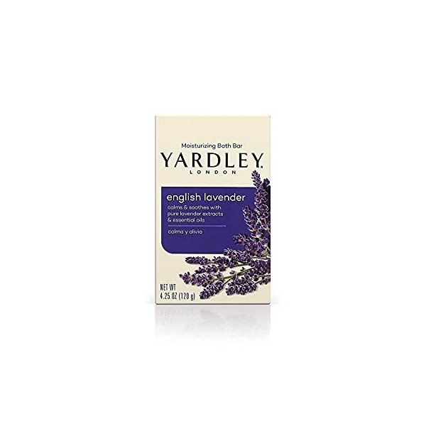Yardley Naturally Moisturizing Bath Bar 4.25 oz ea, English Lavender, 4 Pack by Yardley