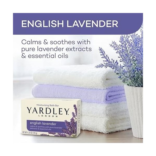 Yardley Naturally Moisturizing Bath Bar 4.25 oz ea, English Lavender, 4 Pack by Yardley