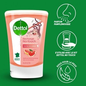 DETTOL Recharge No-Touch Savon Liquide Mains 250 ml - Action Nettoyante - Pamplemousse 3 Recharges 