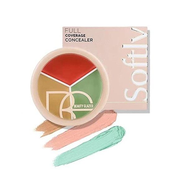 Palette de contours anti-cernes 3 couleurs, anti-cernes crème légère longue tenue imperméable à haute couverture, correcteur 