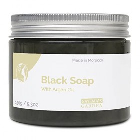 Fatimas Garden Savon Noir Savon Beldi à lHuile dArgan, 100% naturel, Gommage Corporel, Savon Noir Marocain Purifiant, Ne
