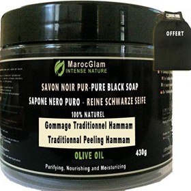 Savon Noir Gommage 470g + Gant Kessa OFFERT, à lhuile dolive 100% NATUREL, HAMMAM ET SPA, TRADITIONNEL 100% PUR à lhuile d