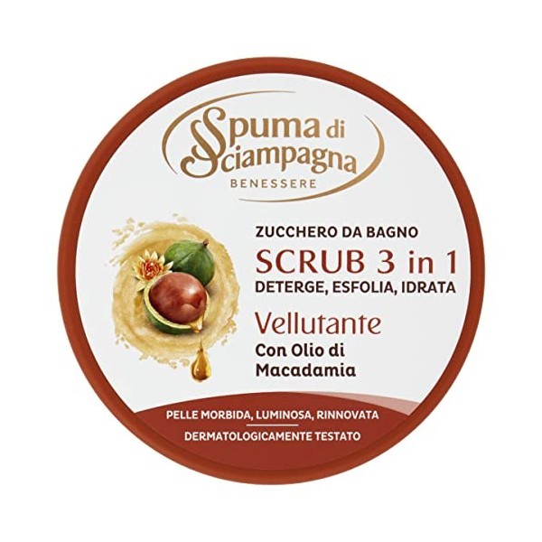 Spuma di Sciampagna Scrub 3 en 1 velours avec huile de Macadamia - 250 ml