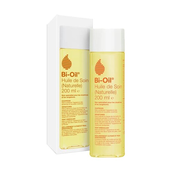 Bi-Oil Huile de Soin Naturelle - Soin spécialisé pour les vergetures, cicatrices, peau sèche et teint irrégulier - 200 ml & H