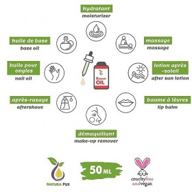 Huile de Rose Musquée BIO 50ml - 100% pressée à froid, non raffinée, végan - Pour le visage, le corps, les cheveux, la peau e