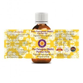 Deve Herbes Pure Fenugrec Methi Porteuse Huile Trigonella foenumgraecum Naturelle Thérapeutique Grade Froid Pressé 100ml 