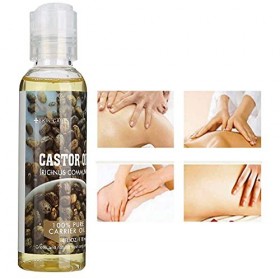 Huile de Ricin Biologique Pressée à Froid, Huile Essentielle de Massage, Bain Daromathérapie pour Partie du Corps des épaule