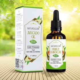 HUILE DAVOCAT BIO pressée a froid, Pure et Naturelle - Soin pour Cheveux, Cils, Ongles, Peau, barbe Avocat 50ml 