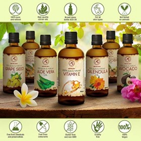 Vitamine E 2x100ml - Tocopherol - 100% Naturelle & Pure Huile 200ml - Huile Anti-âge Contre les Rides - Soins Visage & Peaux 