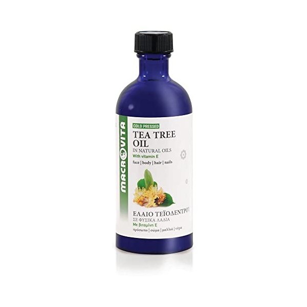 Macro Vita teebaumöl Produit Cosmétique Huile pressé à froid – avec complexe de vitamines E + C + F 100 ml