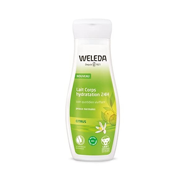 WELEDA - Lait Corps Hydratation 24 h au Citrus - Peaux Normales - Soin Quotidien Vivifiant - Flacon 200 ml