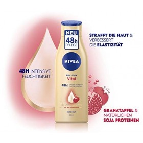 Nivea Vital Lait hydratant pour le corps, 250&nbsp;ml - Soja & Grenade - Soin intensif pour peaux matures