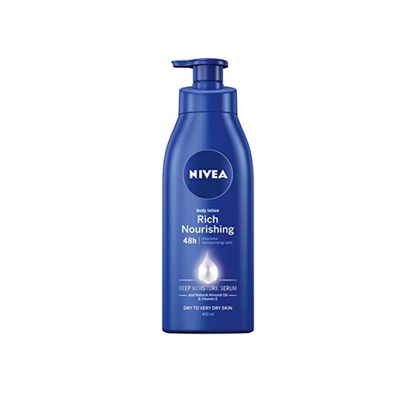 NIVEA Rich Nourishing Body Lotion 400ml , 48hr Replenishing Body Lotion, Intensive Moisturising Cream with Almond Oil, Cream