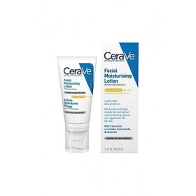 CeraVe Crème hydratante Visage SPF50, 52ml, Soin Visage à lAcide Hyaluronique pour les Peaux Normales à Sèches, Hydrate et P