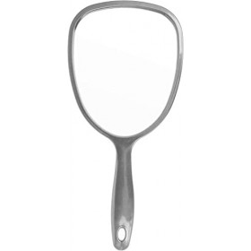 PARSA Beauty Miroir a Main Ovale 14,5 x 11,5 cm Anthracite - Miroir Coiffeur avec poignée Ergonomique - Hand Mirror Pratiqu