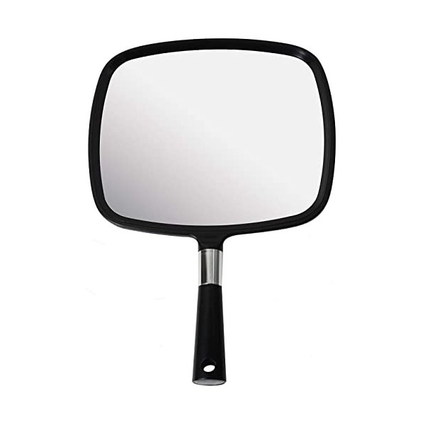 Mirrorvana Grand Miroir à Main avec poignée Confortable – Grand Miroir de Poche pour Salon de Coiffure, Coiffure, cabinets de