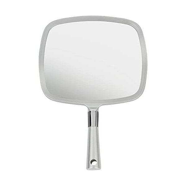 Mirrorvana Grand Miroir à Main avec poignée Confortable – Grand Miroir de Poche pour Salon de Coiffure, Coiffure, cabinets de