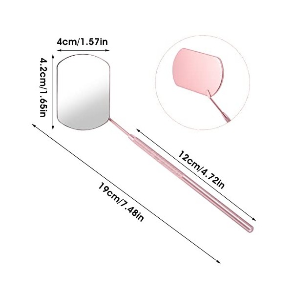 Molain Miroir dextension de cils carré - Couleur dorée - Outil dexamen de la bouche