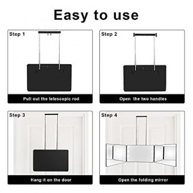 TAN LU Miroir 360°, Self Cut Miroir 3 Faces Pliable,De Coiffeur Voir Larrière De La Tête pour La Coupe De Cheveux, Le Coiffa