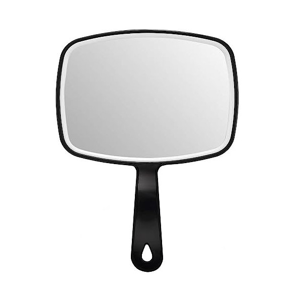 LATRAT 1 miroir à main noir double face, miroir de coiffeur professionnel noir, miroir à suspendre, carré pour ordinateur de 