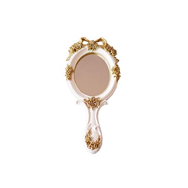 Miroir à main vintage - Miroir de maquillage - Or rose - Miroir compact de voyage - Cadeau pour maman, épouse, petite amie