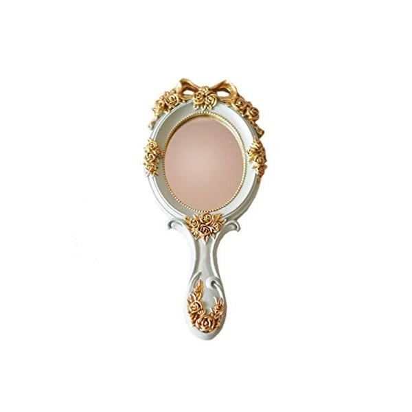 Miroir à main vintage - Miroir de maquillage - Or rose - Miroir compact de voyage - Cadeau pour maman, épouse, petite amie