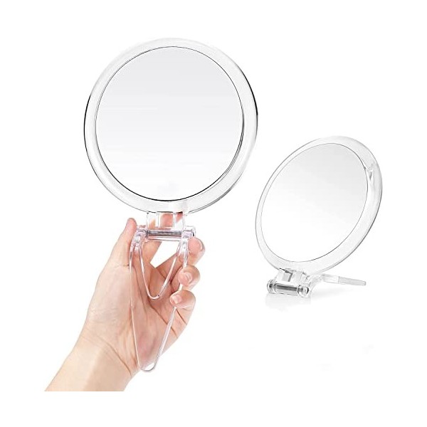 B Beauty Planet Miroir à main, miroir de maquillage pliable double face grossissant 1X/30x, avec ventouse grossissante 10x, k