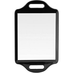 Mirrorvana XL Miroir à Main pour Barbier et Salon de Coiffure, Miroir Coiffeur Portable Professionnel, Noir, 35x21 cm