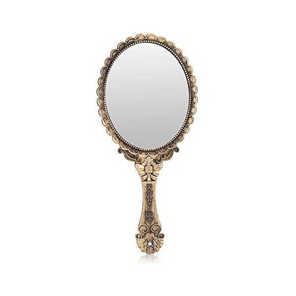 DEZ 1 PCS Petit Miroir Miroir Coiffeur Miroir a Main Miroir avec poignée cosmétique Miroir de Main Ovale Dental Mirror Miroir