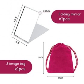 1 miroir de maquillage pliable et 1 sac de rangement pour miroir, miroir de maquillage pliable et facile portable, miroir pli