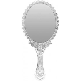 Bluelover Vintage Repoussé Ovale Maquillage Floral Miroir Main Miroirs Argent Cosmétique