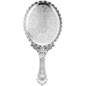 Bluelover Vintage Repoussé Ovale Maquillage Floral Miroir Main Miroirs Argent Cosmétique