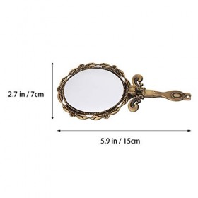 FRCOLOR Miroir à main vintage rétro avec poignée en relief Motif fleur antique Voyage Miroir cosmétique pliable à main Miroir