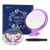 B Beauty Planet Miroir à Main avec Poignée,Miroir Double Face, Grossissement 20X/1X,Diamètre10cm Violet 