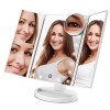 PORTENTUM Miroir Maquillage, Miroir Grossissant Triptyque avec 21pcs LED, Miroir Lumineux 2X, 3X, 10X avec Ecran Tactile, Ali