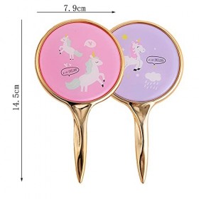 Hosh 2 Pièces Miroir de Maquillage Portable, Miroir à Main avec Poignée, Miroir à Main en Métal, Utilisé pour la Maison, Lex