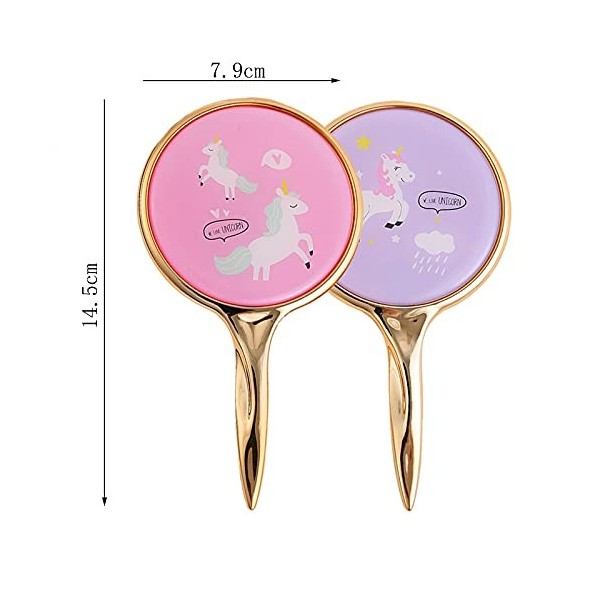 Hosh 2 Pièces Miroir de Maquillage Portable, Miroir à Main avec Poignée, Miroir à Main en Métal, Utilisé pour la Maison, Lex