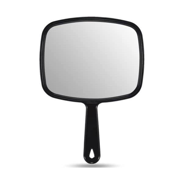 OMIRO Miroir de poche noir avec poignée, 16,8 cm de large x 23,6 cm de long